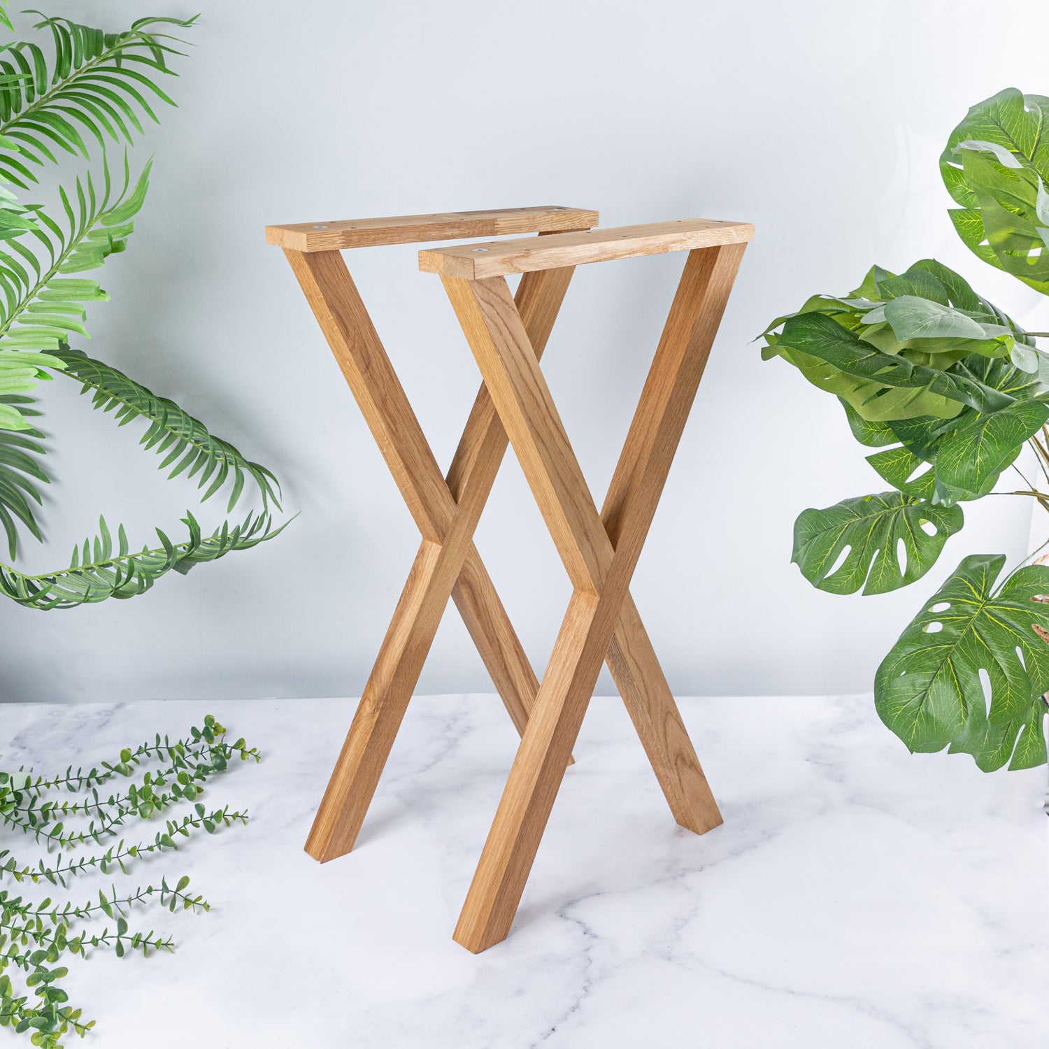 40mm Dubové podnože X  z masivního dřeva 720mm výška x 450 mm šířka (2ks)