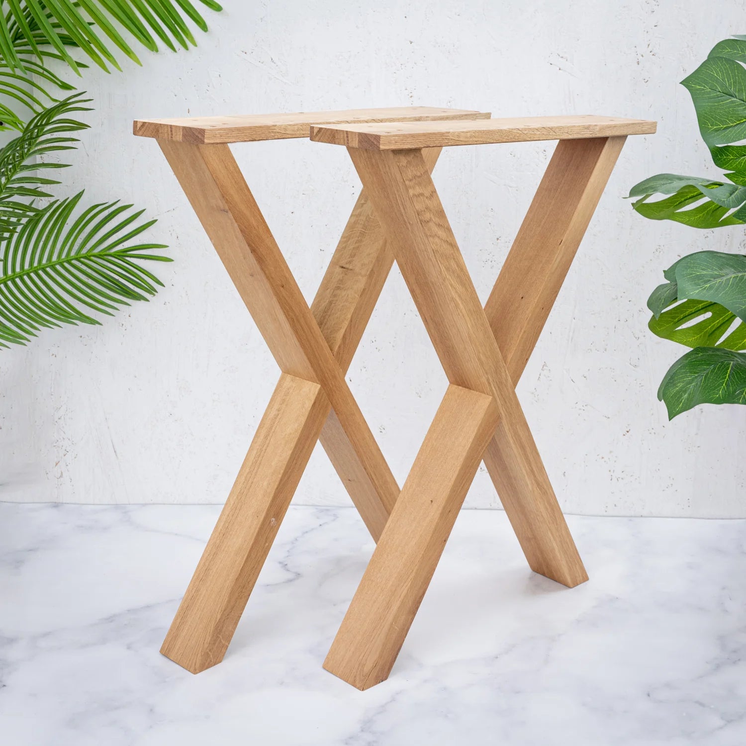 80mm Dubové podnože X  z masivního dřeva 720mm výška x 550 mm šířka (2ks)