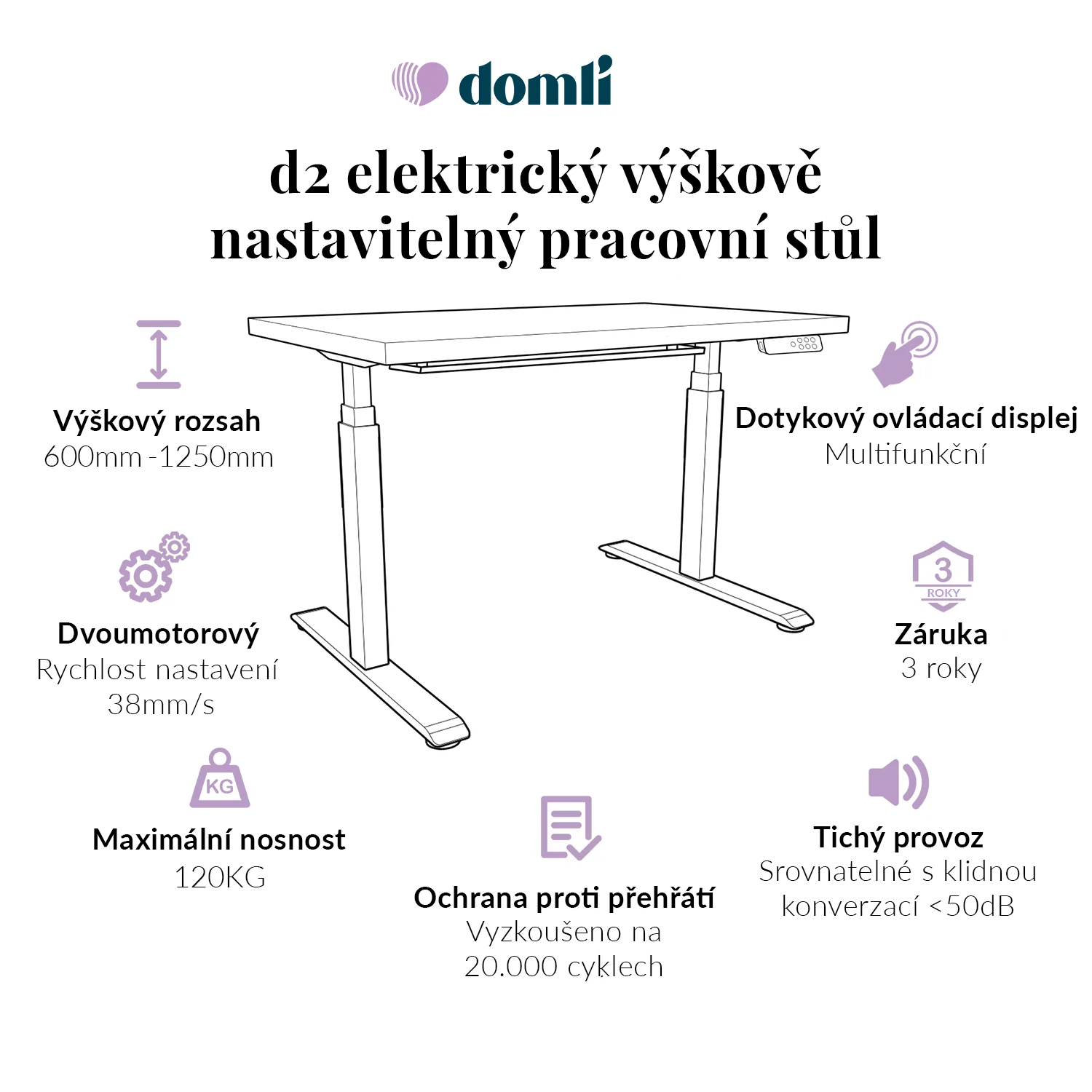 Prémiový černý kovový polohovací rám stolu domli d2