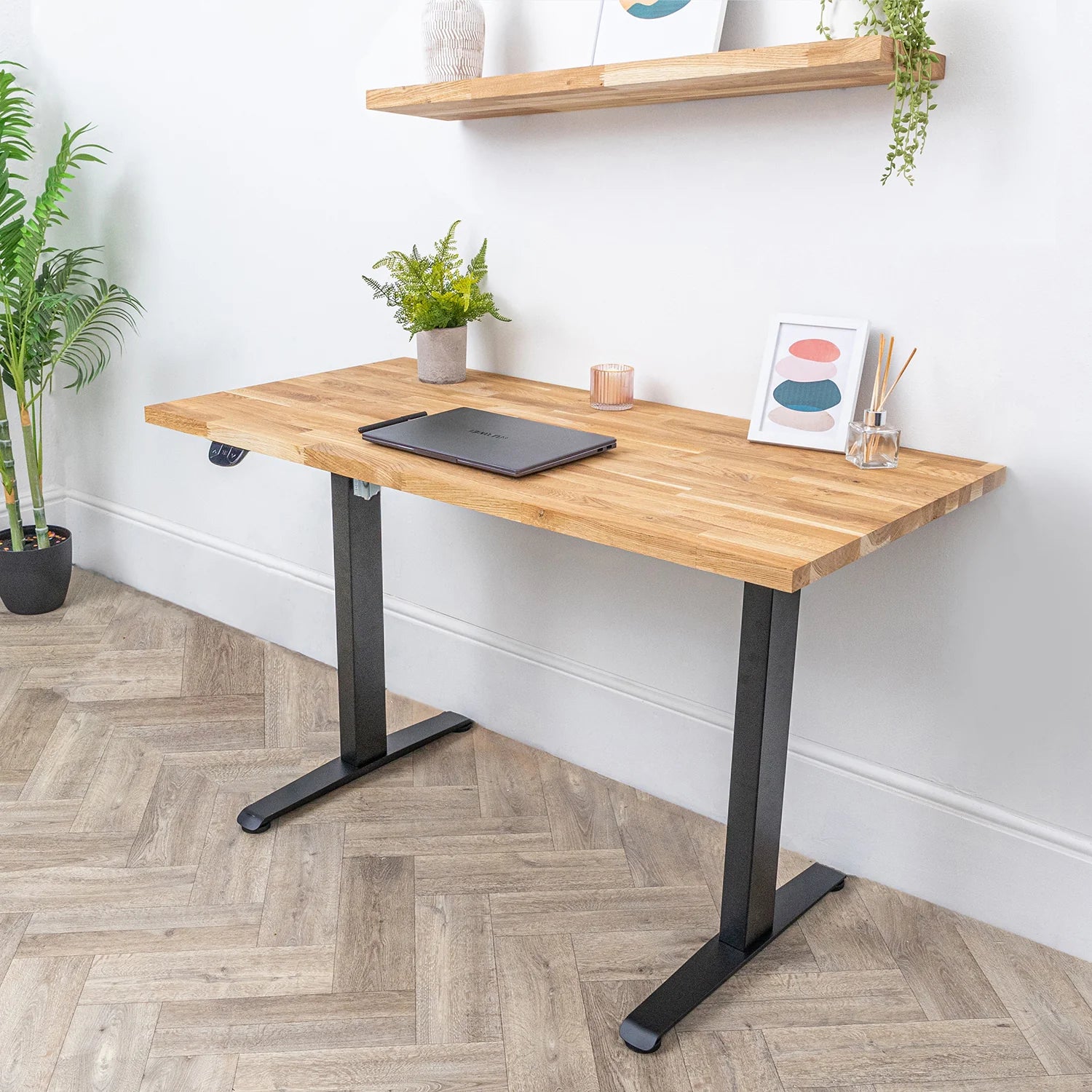 Elektrický polohovací stůl s deskou z dubového masivního dřeva | 1200mm x 600mm