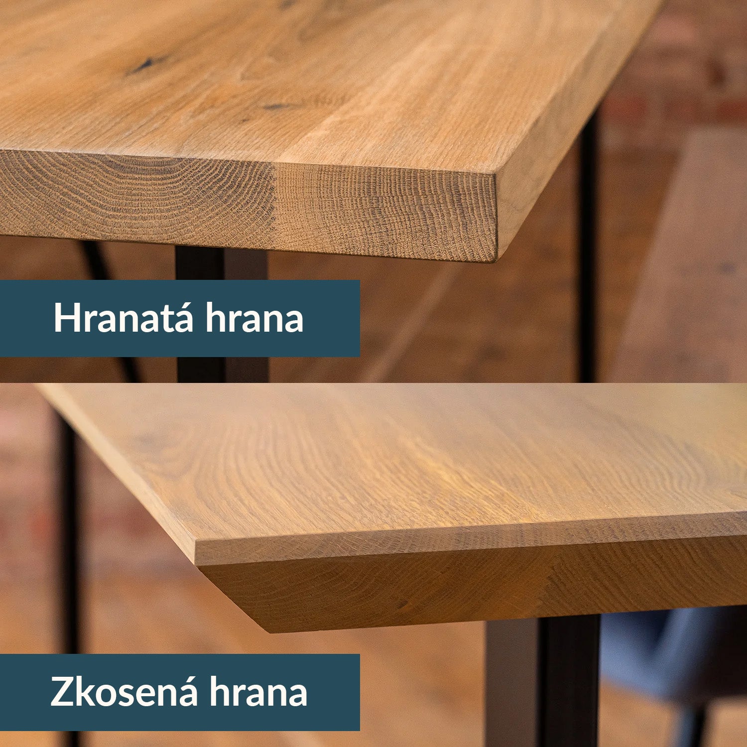 Prémiový jídelní stůl z masivního dubu - Pure - Výběr hrany